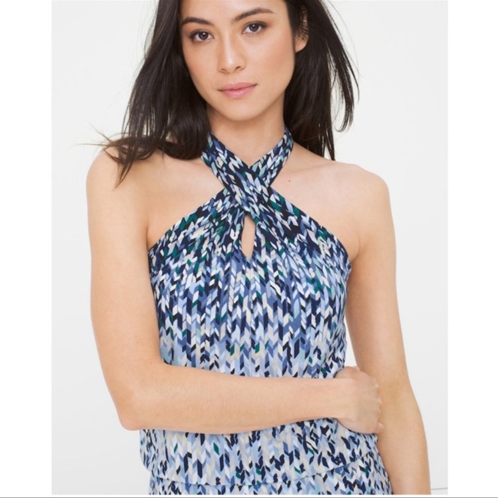 NWOT White House Black Market Open Back Halter Dress S